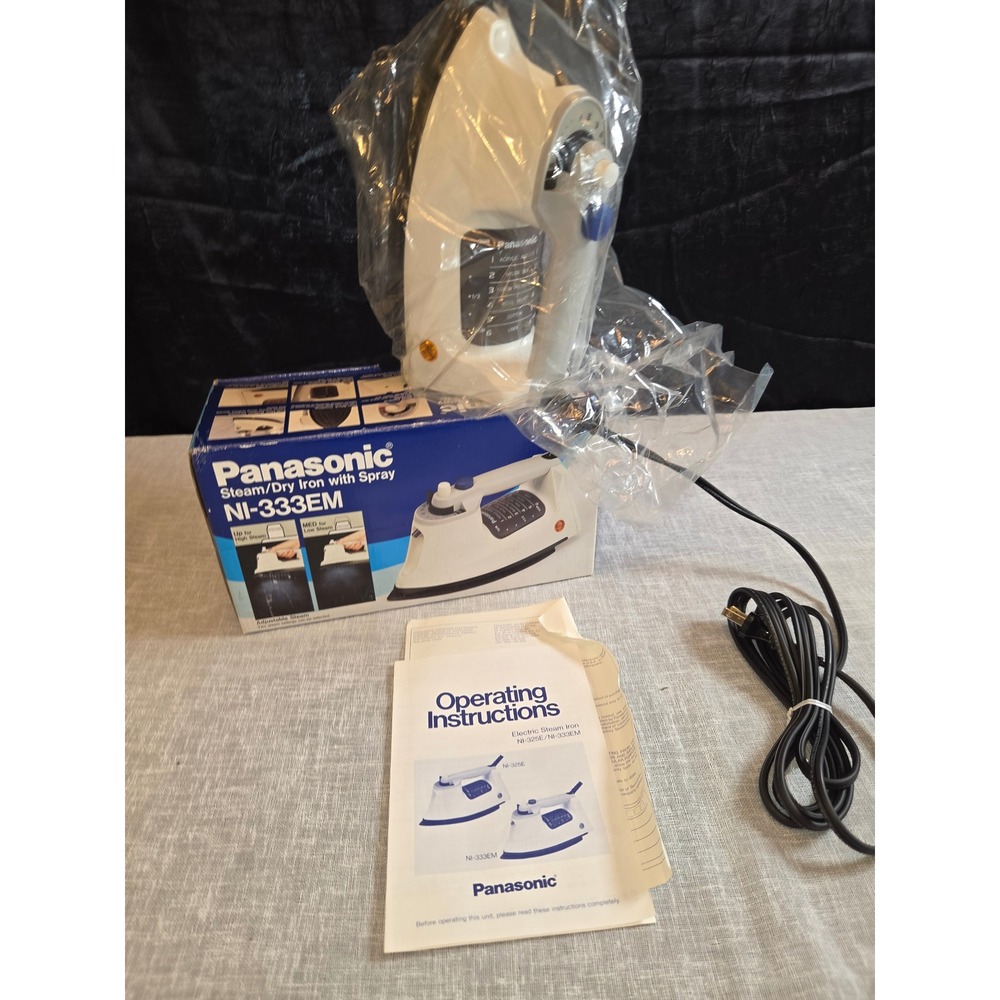 Panasonic NI-333EM Steam Dry Iron with Spray White Blue Vintage New Open Box